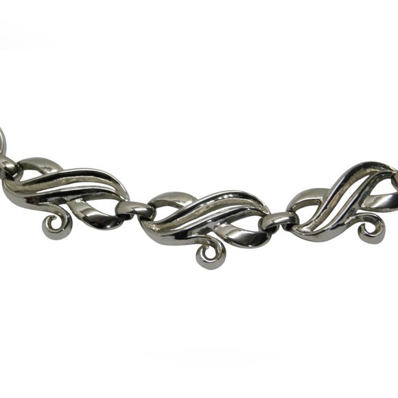 Vintage Tritari silver tone necklace Choker Pat pending mark Infinity links - Picture 3 of 6